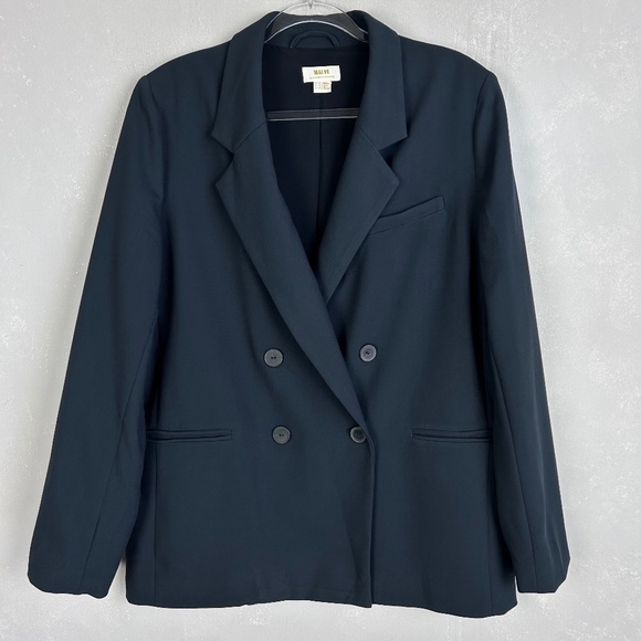 Anthropologie Maeve size 10 double breasted blazer navy lined oversized - Picture 1 of 13